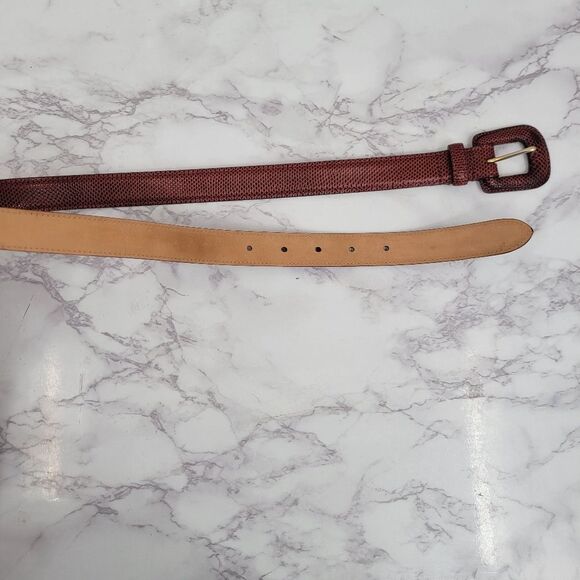 WCM New York Genuine Reptile Lizard Red Textured Leather Belt Women's Small - Picture 6 of 10